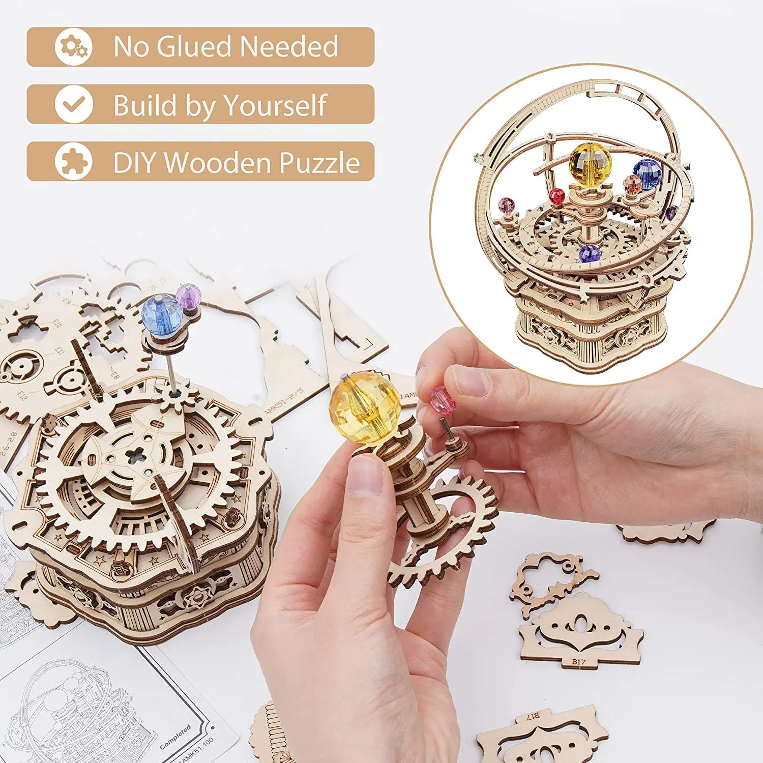 DIY 3D Houten Muziekdoos Bouwpakket – Sterrennacht Model – Creatief Houten Model Voor Kinderen en Volwassenen