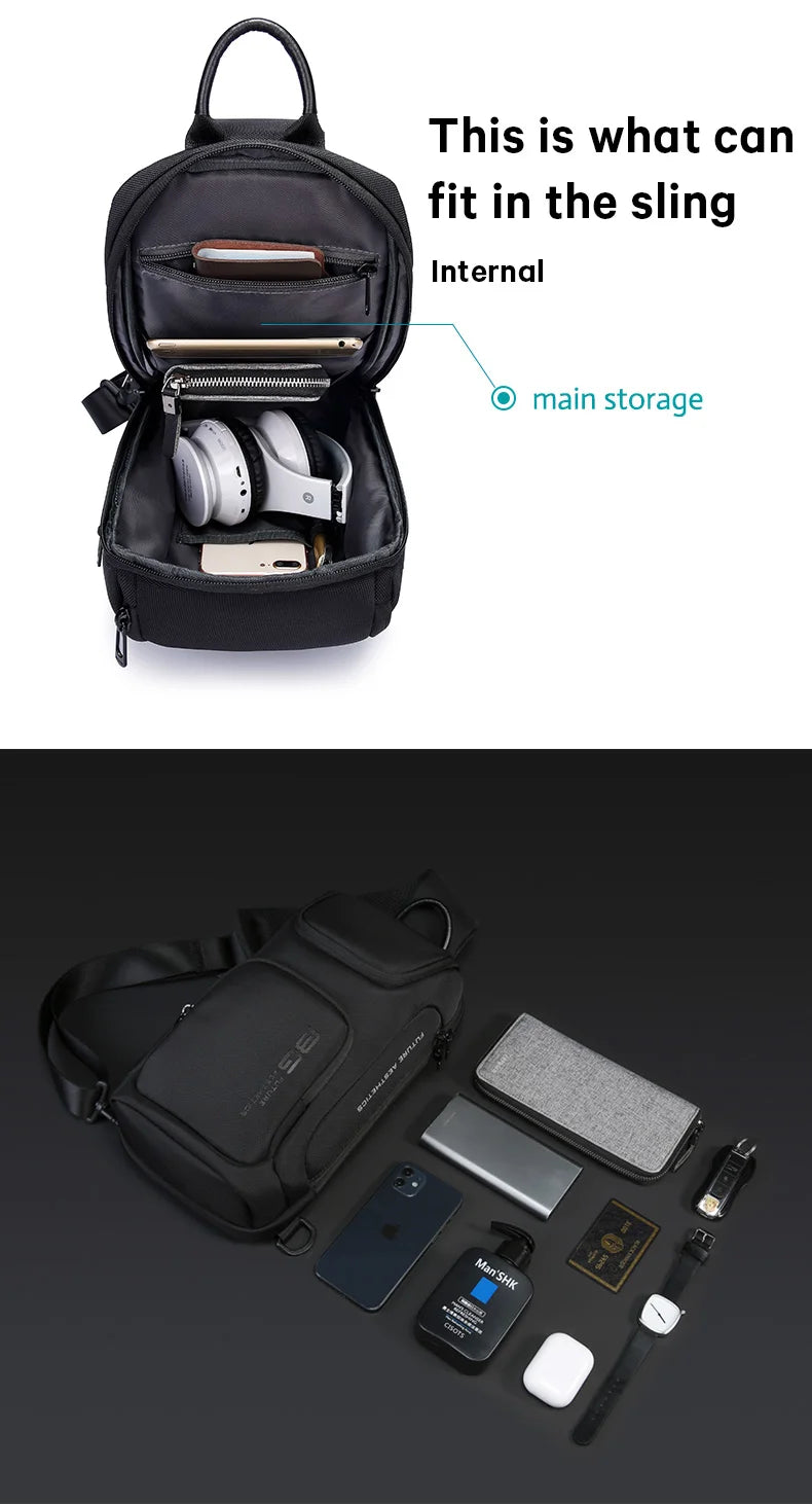 Waterdichte Crossbody Tas voor Mannen – Compacte Schouder‑ & Reis‑Messenger Bag met iPad‑vak