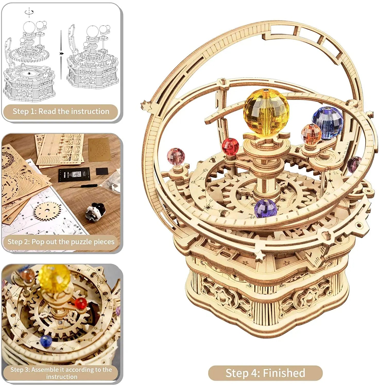 DIY 3D Houten Muziekdoos Bouwpakket – Sterrennacht Model – Creatief Houten Model Voor Kinderen en Volwassenen