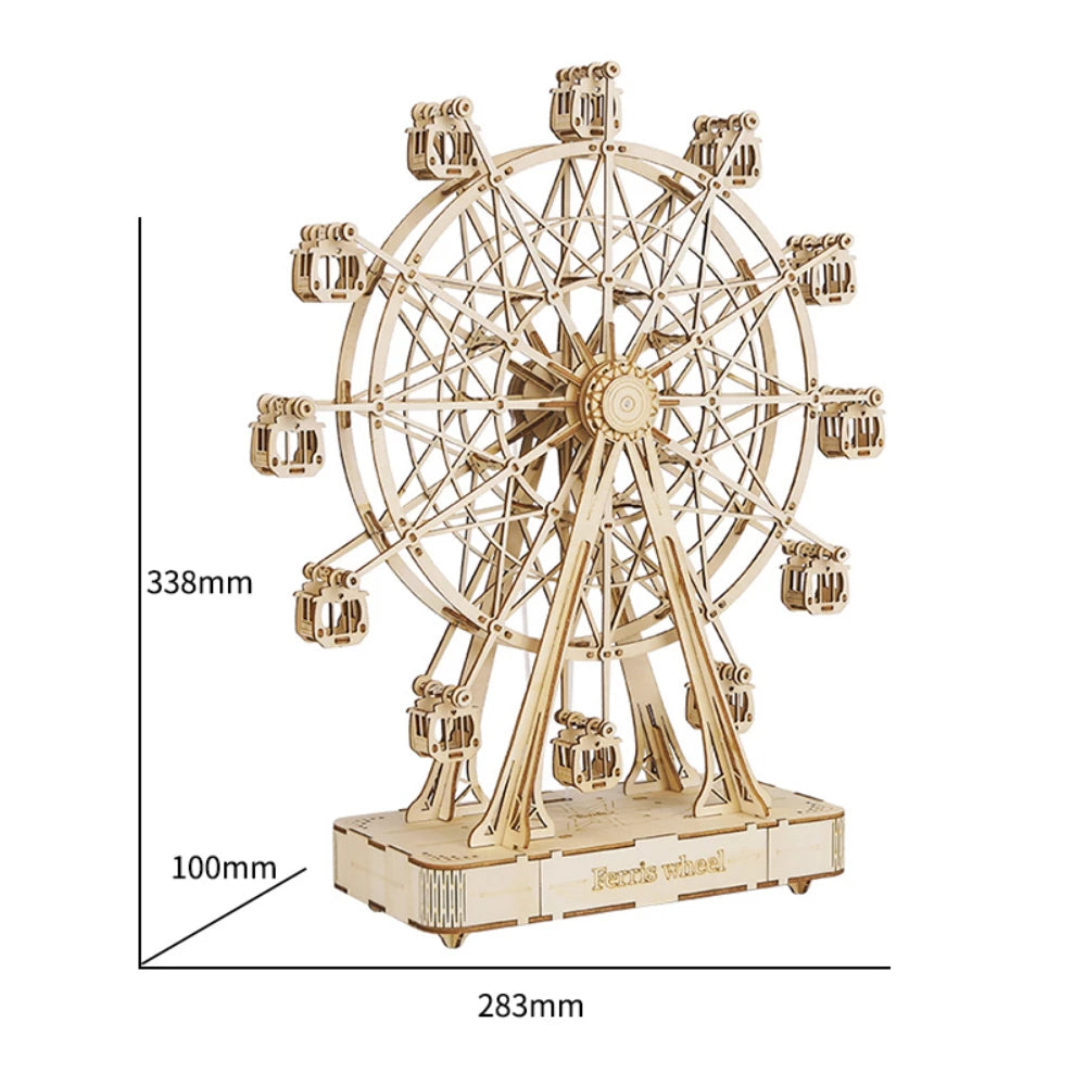 3D Houten Reuzenrad Bouwset – 232-Delig DIY Model met Muziekdoos – Mechanische Puzzel Cadeau voor Volwassenen en Tieners