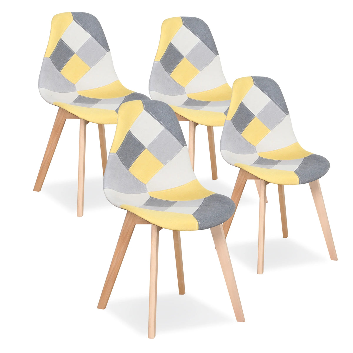 Set van 4 Nordic Patchwork Eetkamerstoelen – Moderne Comfortabele Stoelen voor Keuken en Woonkamer
