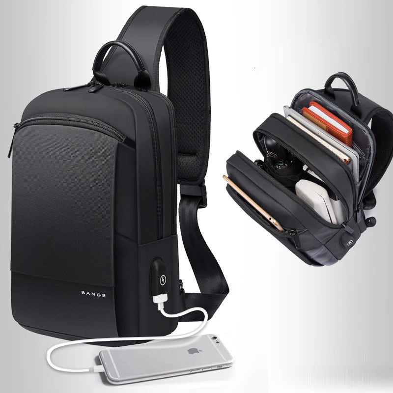 Waterdichte Draagbare Reistas voor Mannen – Casual Sport Borsttas & Schoudertas Voor iPad Mini – Outdoor Travel / Running Messenger Bag