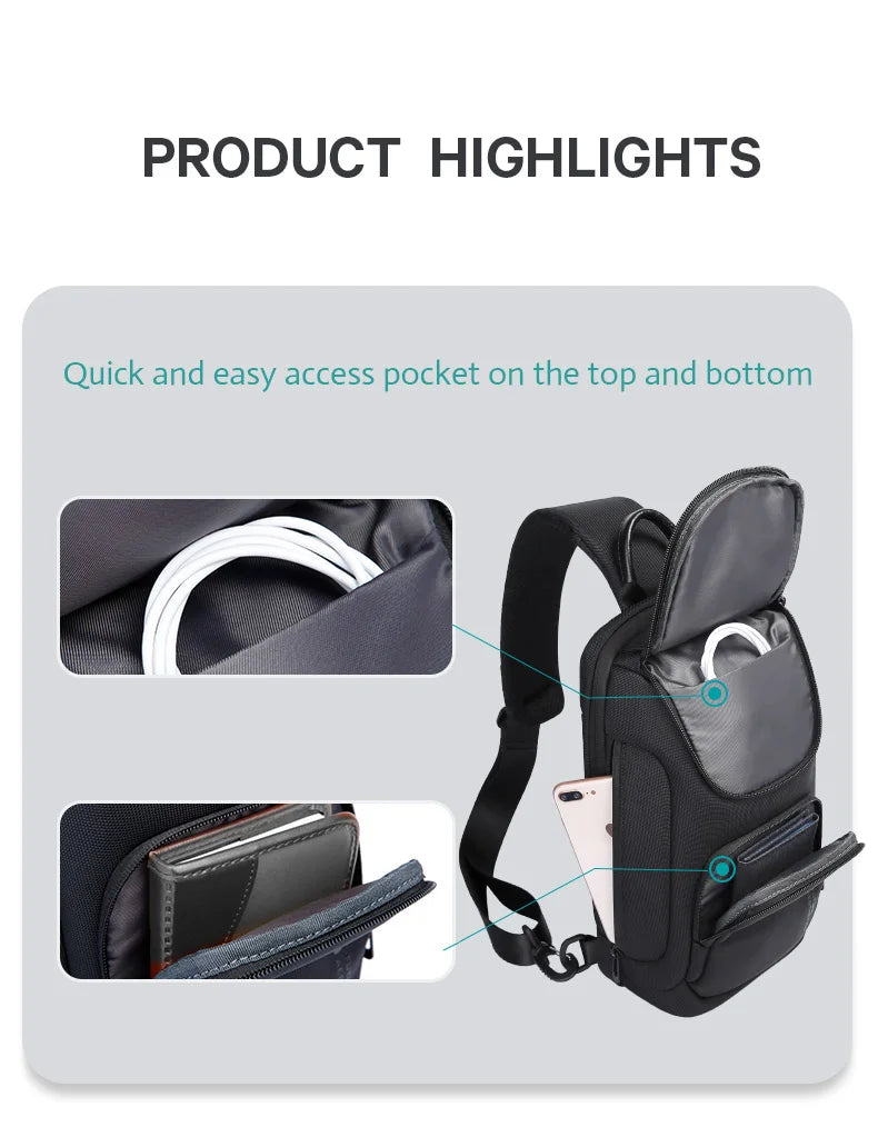 Draagbare Lichtgewicht Oxford Heren Crossbody Schoudertas / Sling Bag – Multifunctionele Casual Tas Voor Dagelijks Gebruik