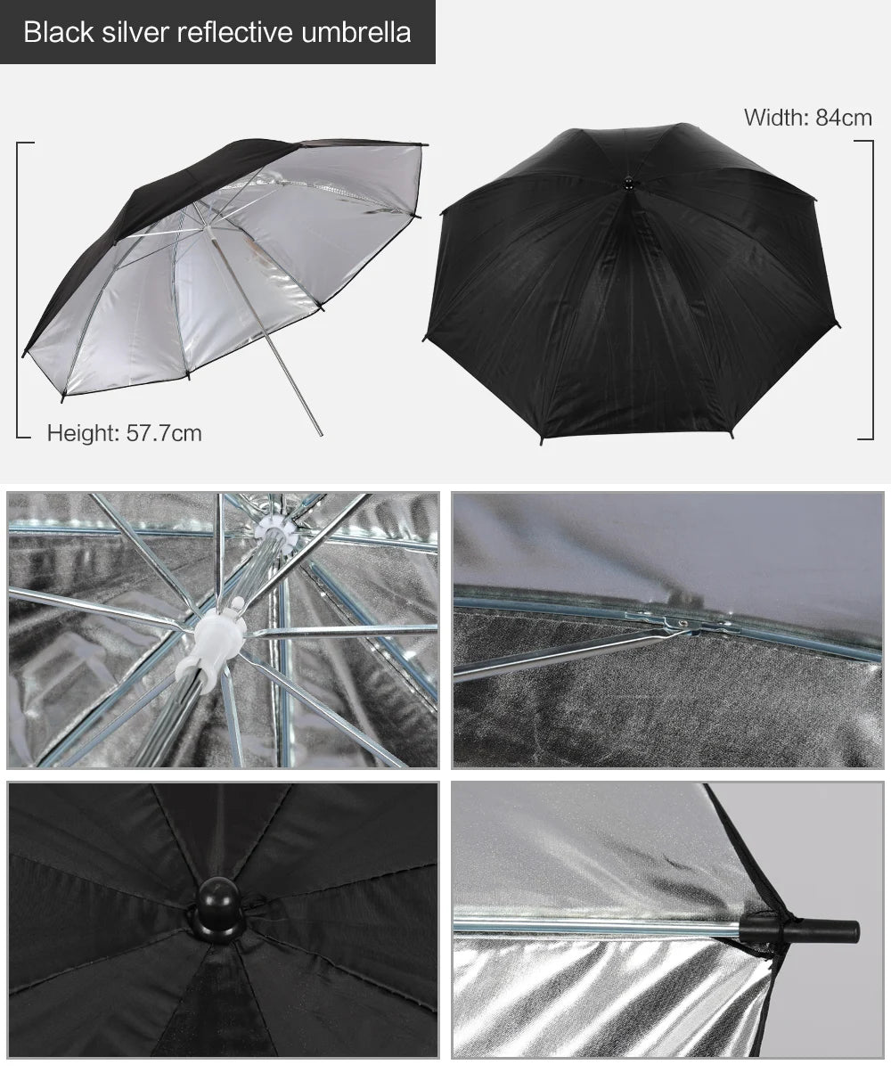 Fotografie Reflector Set 2,6x3M – 5-in-1 Softbox, Paraplu’s, Achtergrondstandaard en LED Studioverlichting voor Professionele Foto’s