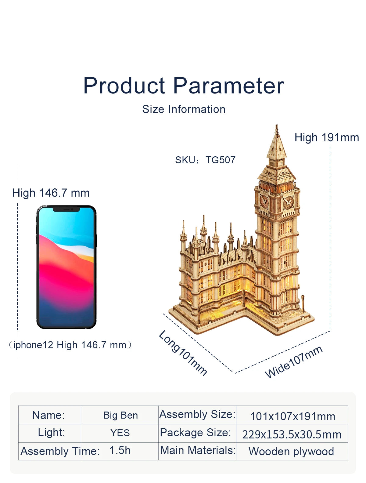 3D Houten Puzzel Tower Bridge & Big Ben – Doe-Het-Zelf Bouwmodel voor Kinderen en Volwassenen – Educatief Creatief Speelgoed