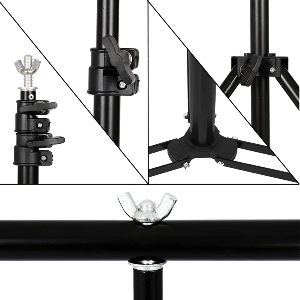 T-vormige Metalen Achtergrondstandaard – Verstelbare Fotostudio Frame voor Green Screen en Achtergronddoeken