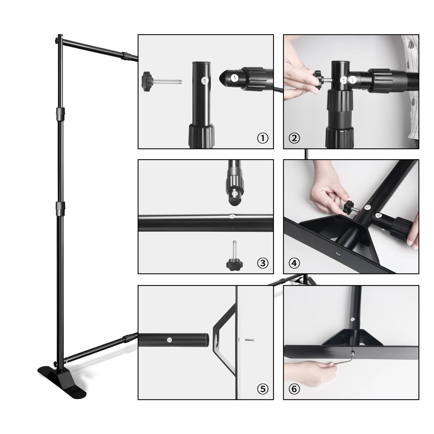Dubbele Crossbar Fotografie Achtergrondstandaard – Verstelbaar 3x2,4m Backdrop Frame voor Studio, Video en Greenscreen
