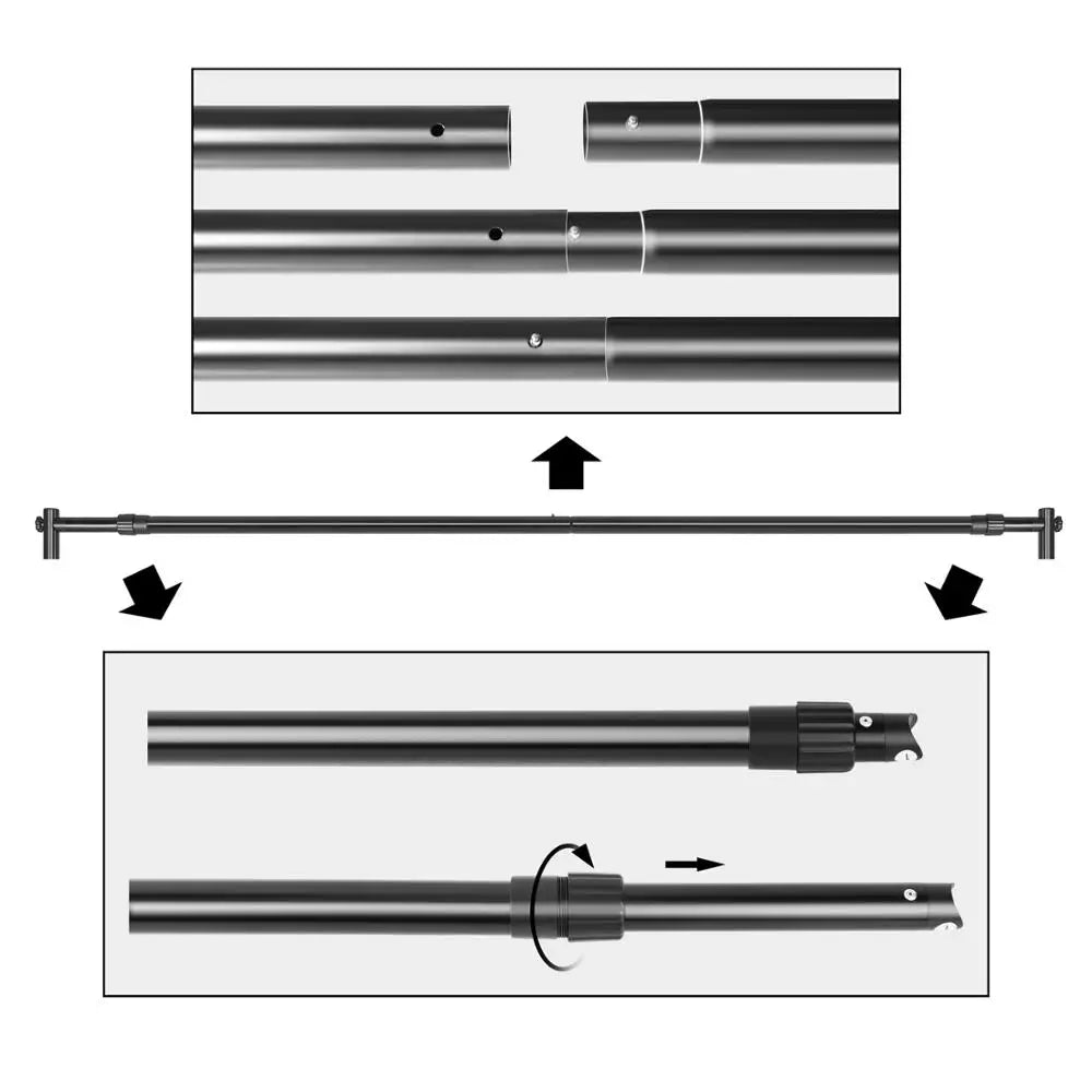 Dubbele Crossbar Fotografie Achtergrondstandaard – Verstelbaar 3x2,4m Backdrop Frame voor Studio, Video en Greenscreen