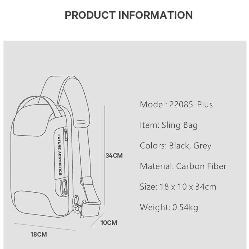 Waterdichte Multifunctionele Heren Crossbody Tas met USB‑Oplaadpoort – Anti‑Diefstal Sling Schoudertas