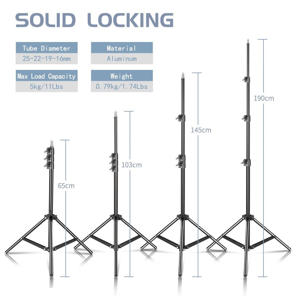 Draagbaar Selfie Lichtstatief 37–200 cm – Verstelbaar Tripod voor Smartphone, Camera en LED Ringlicht