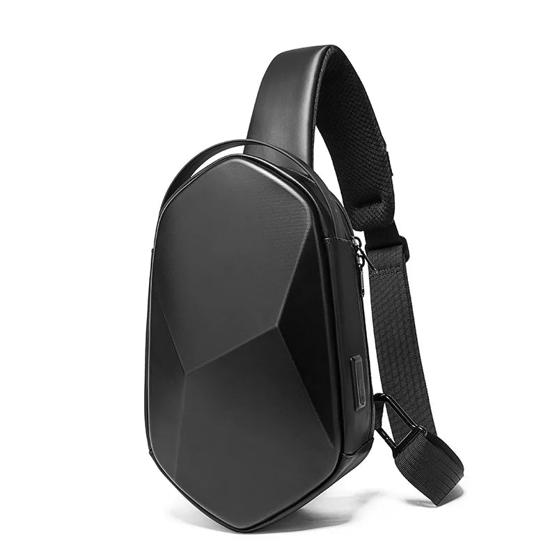Hard Shell Waterdichte USB Oplaadbare Sling Bag – Crossbody Chest Bag voor Mannen & Unisex Reis‑Schoudertas