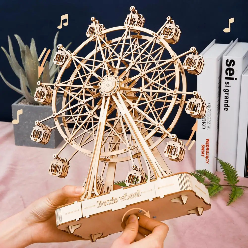 3D Houten Reuzenrad Bouwset – 232-Delig DIY Model met Muziekdoos – Mechanische Puzzel Cadeau voor Volwassenen en Tieners