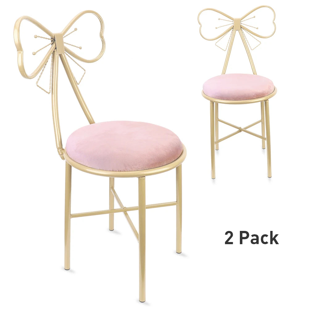 Make-upkruk Set van 2 met Vlinder Rugleuning – Fluwelen Kaptafel Stoel