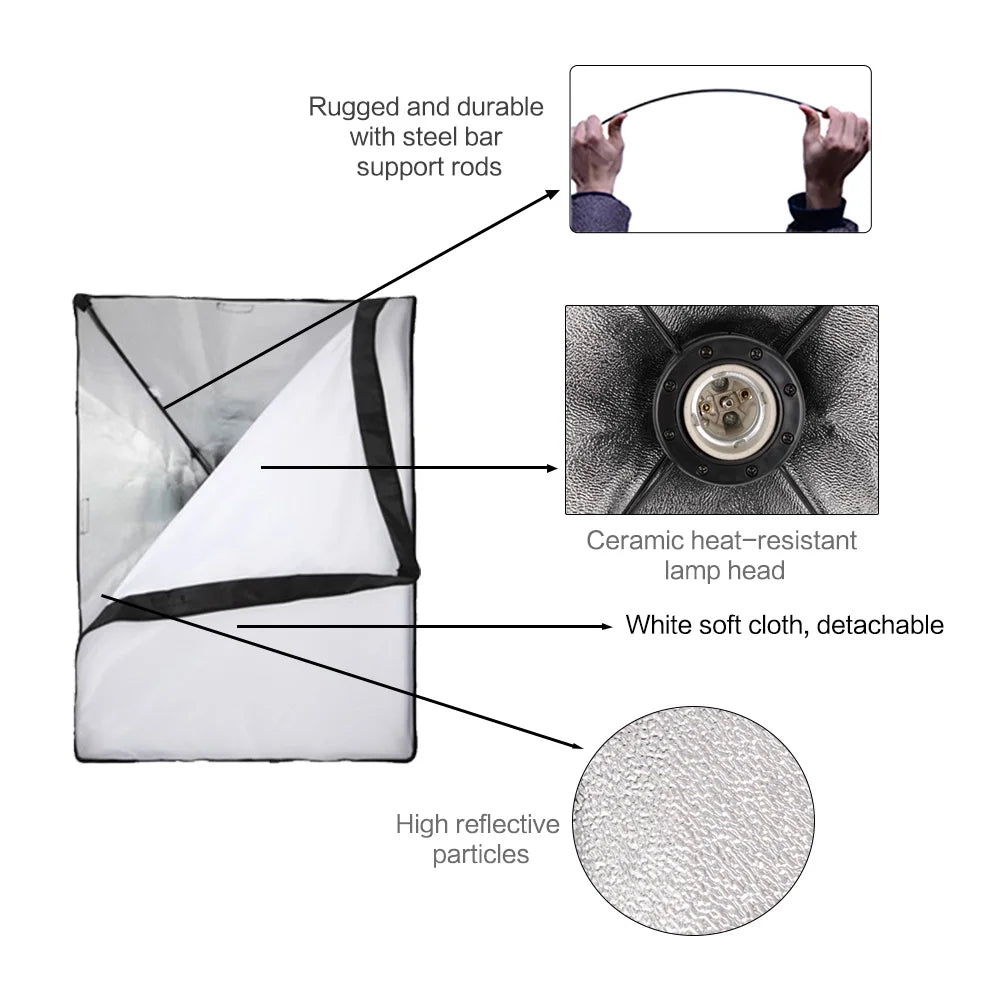 Fotografie Reflector Set 2,6x3M – 5-in-1 Softbox, Paraplu’s, Achtergrondstandaard en LED Studioverlichting voor Professionele Foto’s