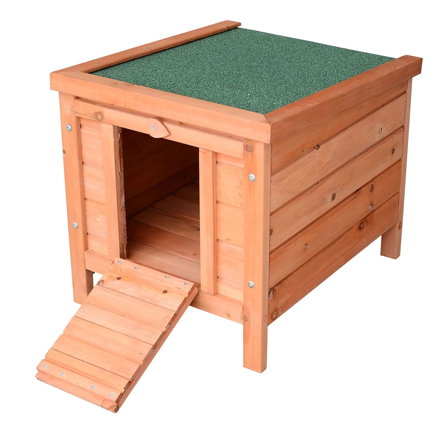 Houten Konijnenhok Buiten 51×42×43 cm – Weerbestendig Cavia Hok met Dak en Helling – Compact Dierenverblijf