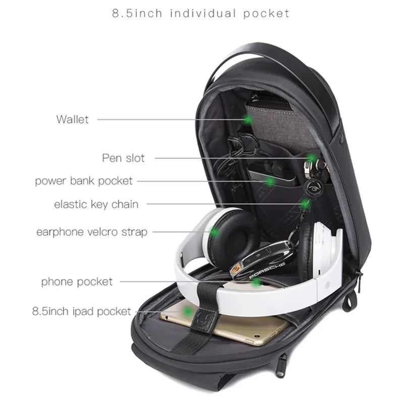 Waterdichte USB Crossbody Tas – Multifunctionele Sling Bag Voor Reizen & Dagelijks Gebruik