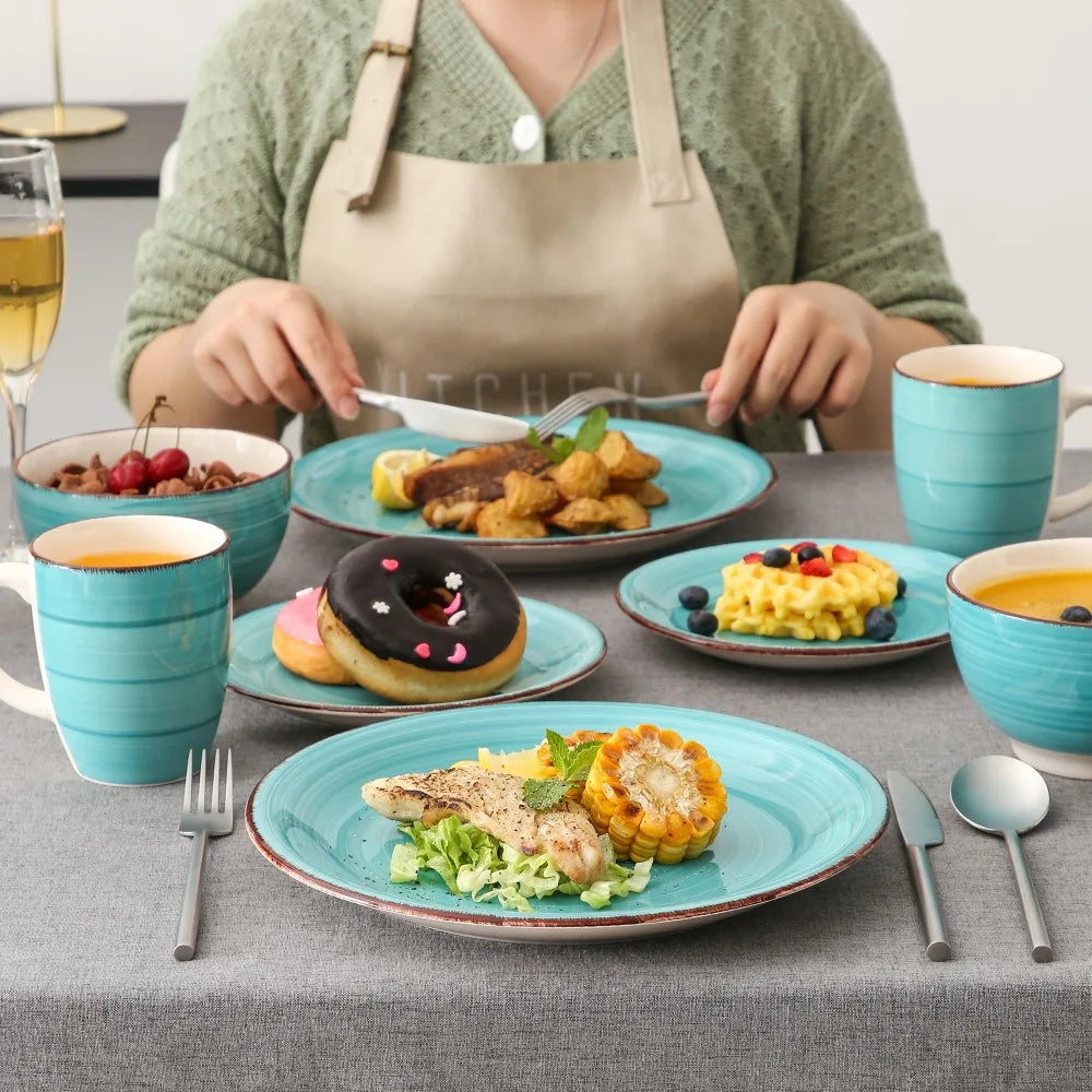 Servies Set 16-Delig – Porseleinen Borden, Kommen & Mokken – Modern en Duurzaam