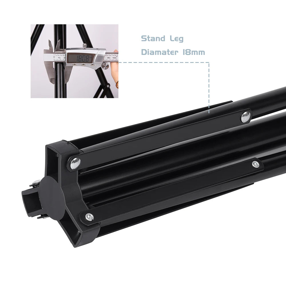 Draagbaar Selfie Lichtstatief 37–200 cm – Verstelbaar Tripod voor Smartphone, Camera en LED Ringlicht