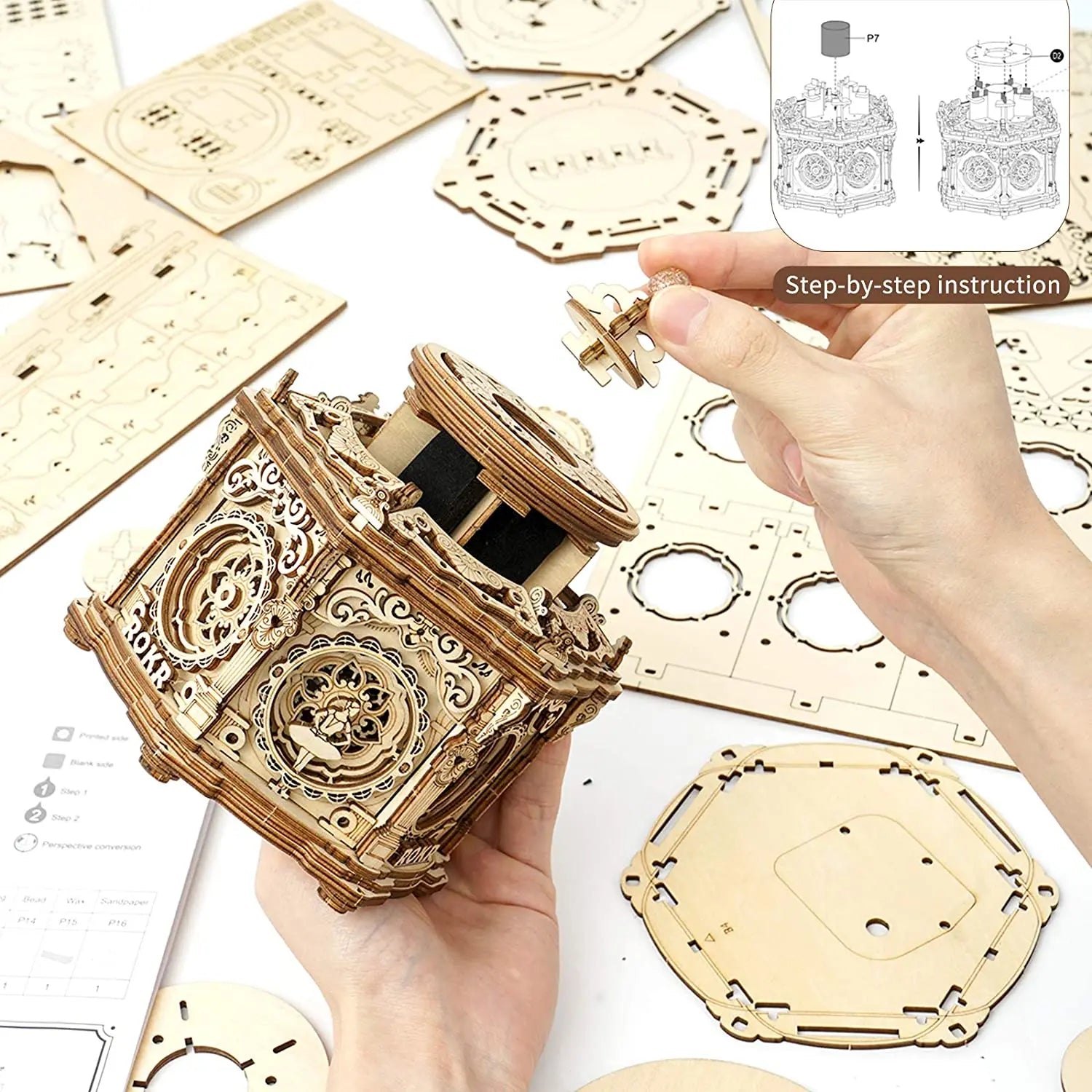 DIY 3D Houten Muziekdoos Bouwpakket – Sterrennacht Model – Creatief Houten Model Voor Kinderen en Volwassenen