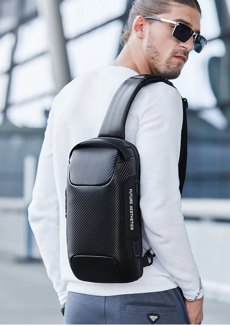 Waterdichte Multifunctionele Heren Crossbody Tas met USB‑Oplaadpoort – Anti‑Diefstal Sling Schoudertas