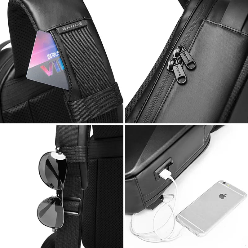 Hard Shell Waterdichte USB Oplaadbare Sling Bag – Crossbody Chest Bag voor Mannen & Unisex Reis‑Schoudertas