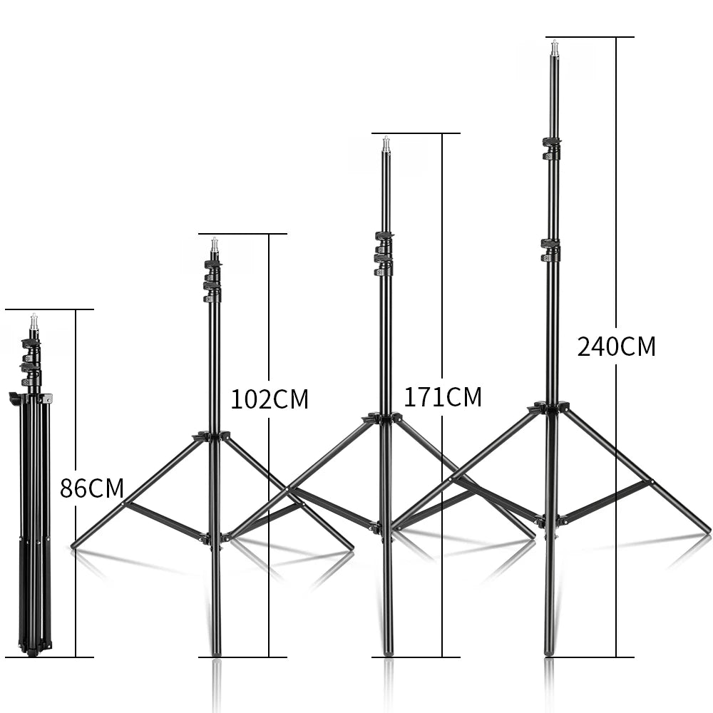 Professioneel 240 cm Fotostatief – Universele 1/4" Schroef voor Camera, Softbox & Studioverlichting – Lichtgewicht en Opvouwbaar