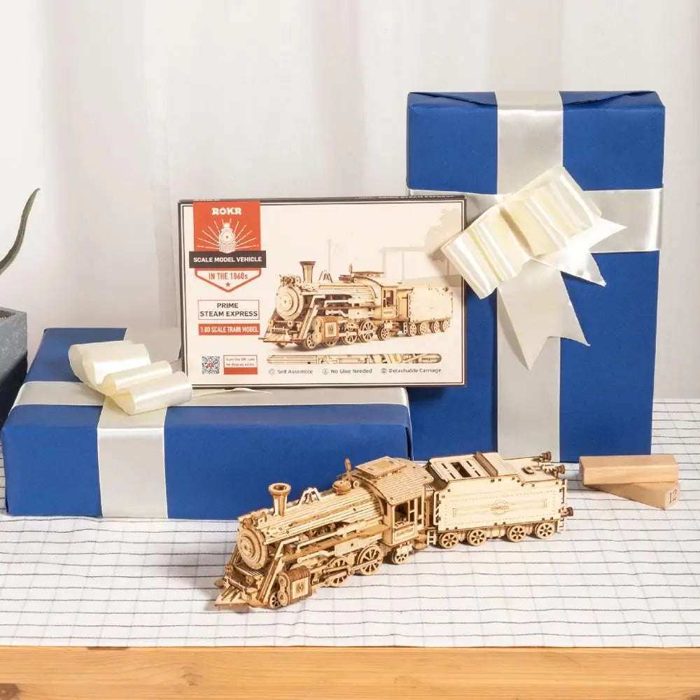 3D Houten Puzzel Model – Stoomtrein, Auto & Jeep – Educatief Bouwpakket DIY voor Kinderen en Volwassenen