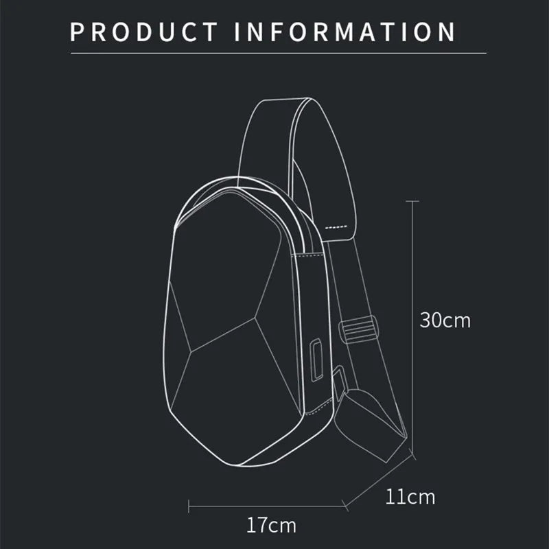 Hard Shell Waterdichte USB Oplaadbare Sling Bag – Crossbody Chest Bag voor Mannen & Unisex Reis‑Schoudertas