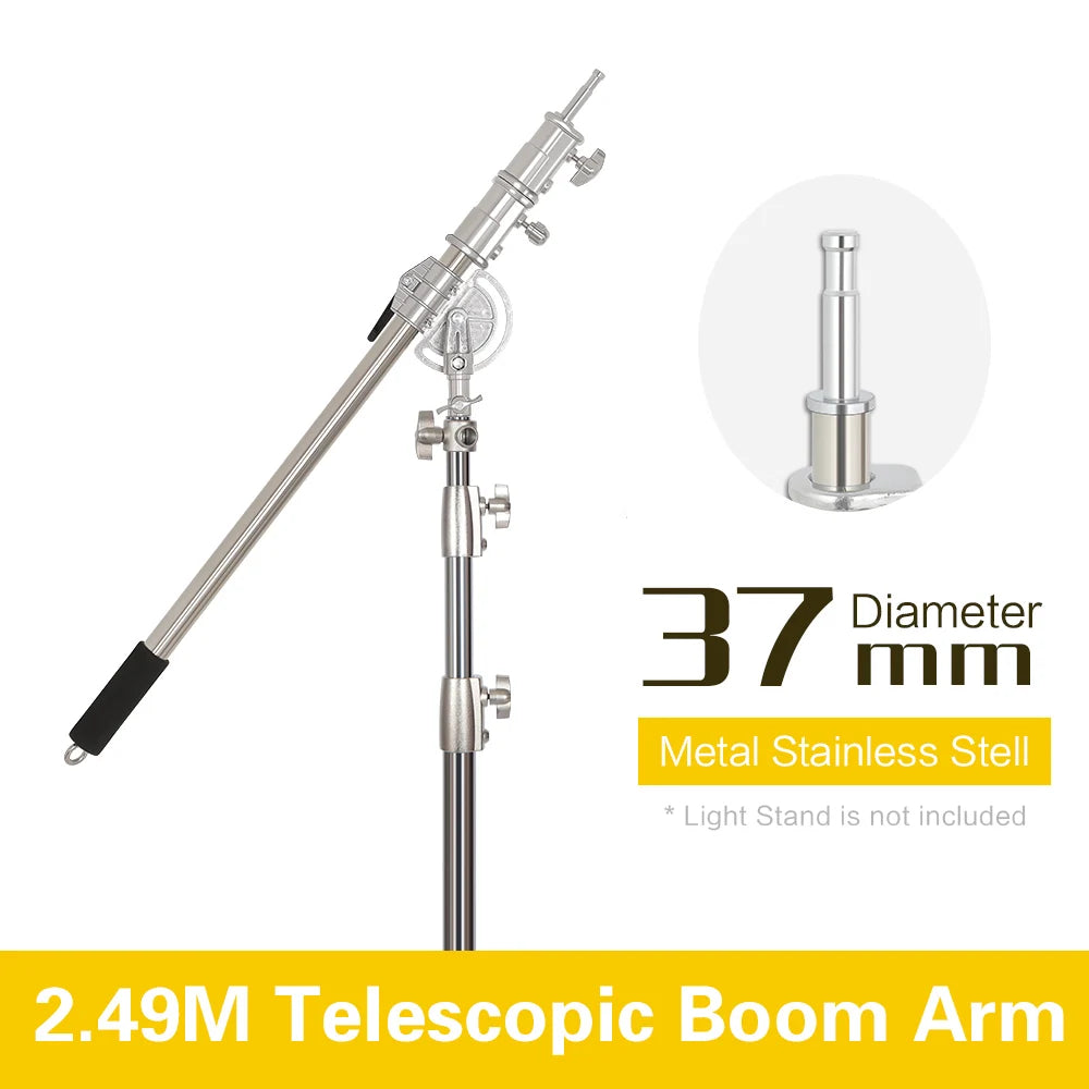 Professioneel Lichtstatief 2,9 m – RVS Kruisarm met Gewichtszak – Fotostudio Statief voor Camera’s en Softboxen