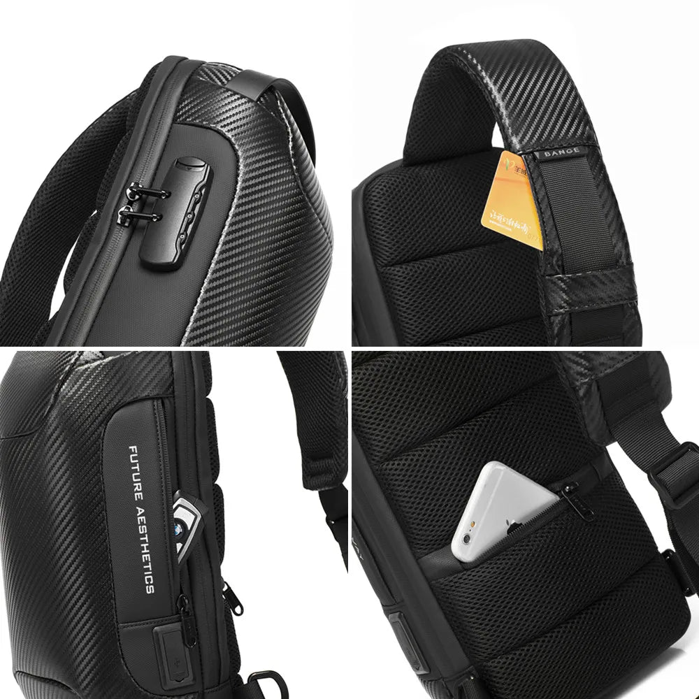 Waterdichte Multifunctionele Heren Crossbody Tas met USB‑Oplaadpoort – Anti‑Diefstal Sling Schoudertas
