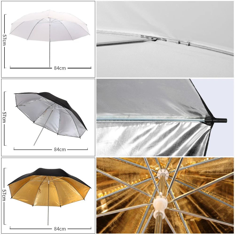 Fotografie Reflector Set 2,6x3M – 5-in-1 Softbox, Paraplu’s, Achtergrondstandaard en LED Studioverlichting voor Professionele Foto’s