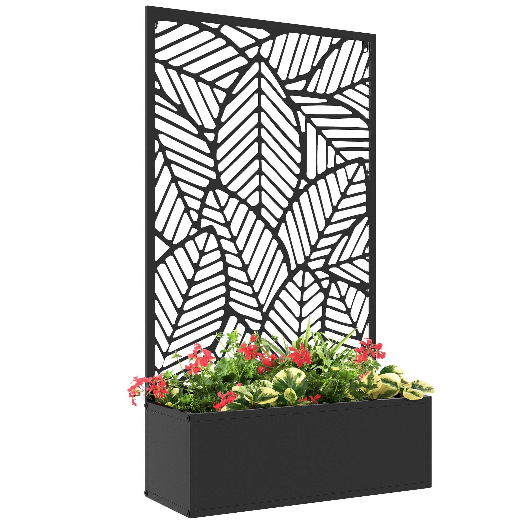 Metalen Plantenbak met Trellis en Privacy Scherm – Verhoogde Bloembak voor Tuin en Balkon 113 cm