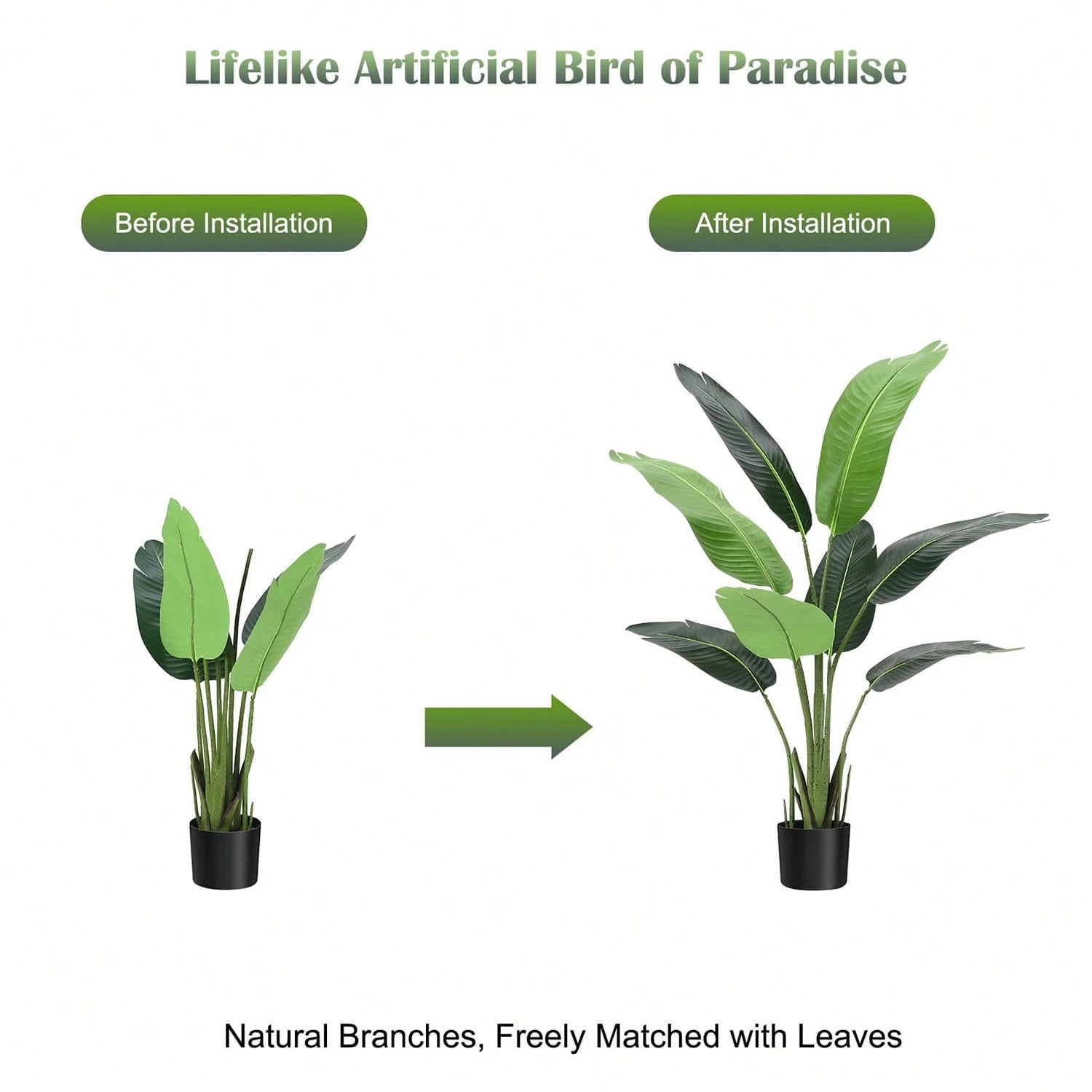 Kunst Strelitzia Plant 120 cm – Realistische Bird of Paradise Kunstplant voor Binnen & Buiten