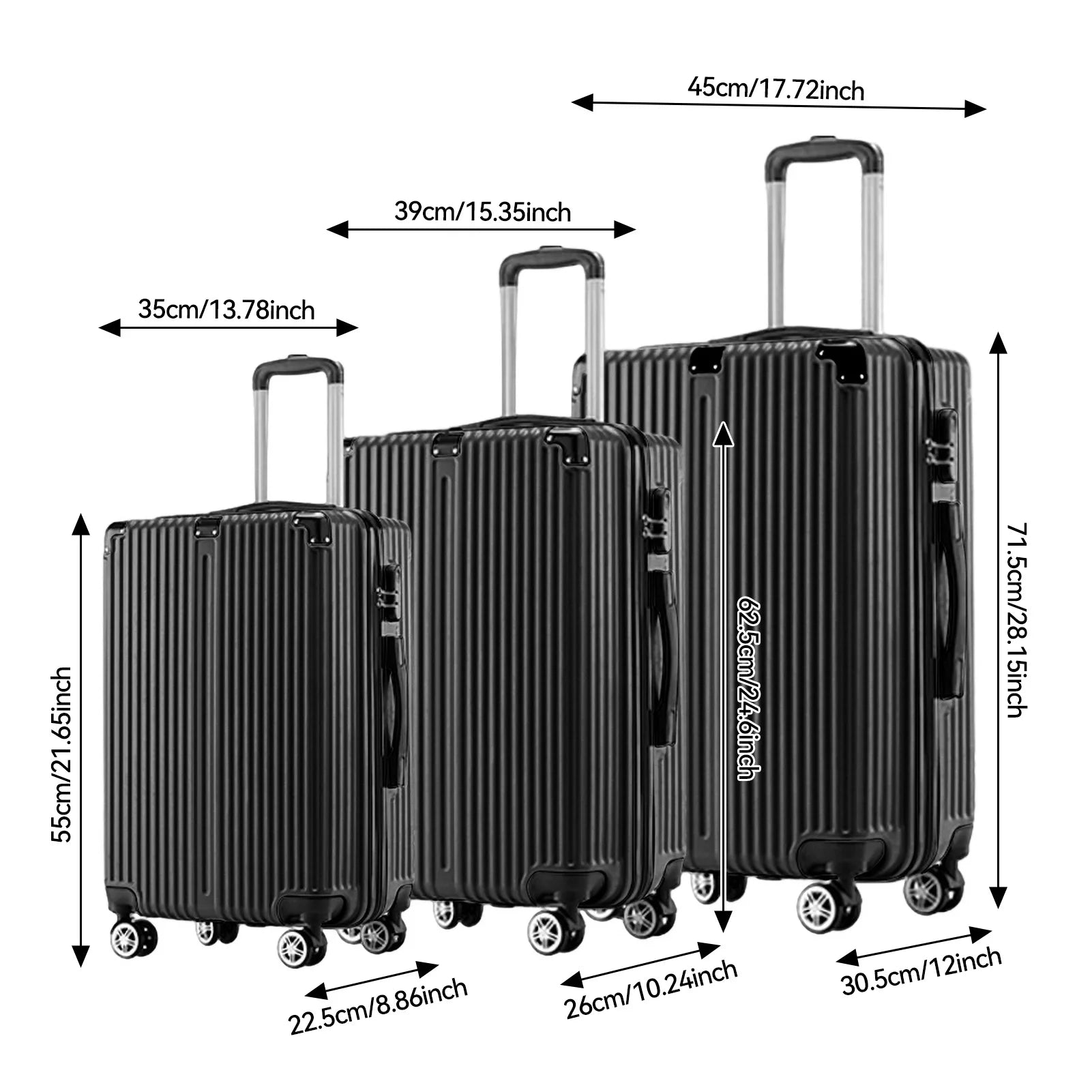 3‑delige lichtgewicht kofferset met TSA‑slot – reiskofferset