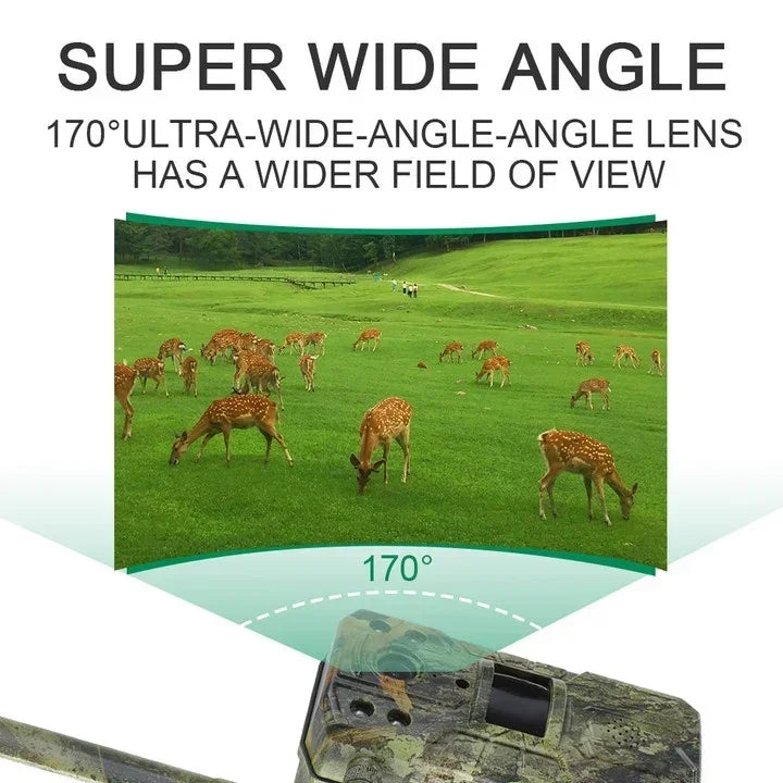 4G 4K Wild‑ en Jachtcamera met SIM‑verbinding, Zonne‑energie, Nachtzicht & Bewegingdetectie
