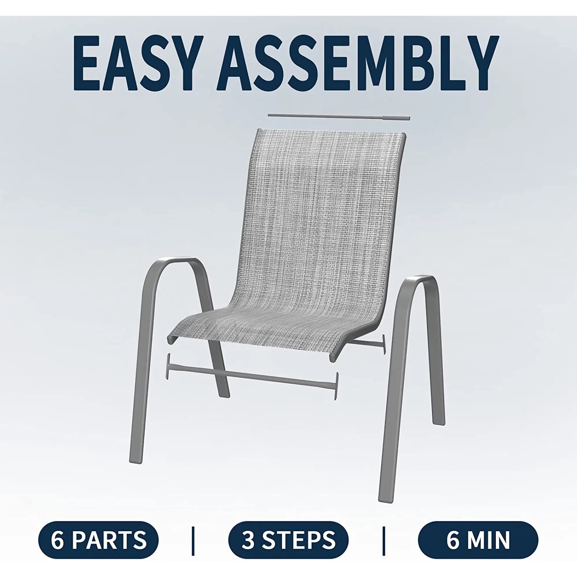 Set van 6 Stapelbare Tuinstoelen – Weerbestendige Terrasstoelen met Hoge Rugleuning – Metalen Tuinstoelen tot 150 kg