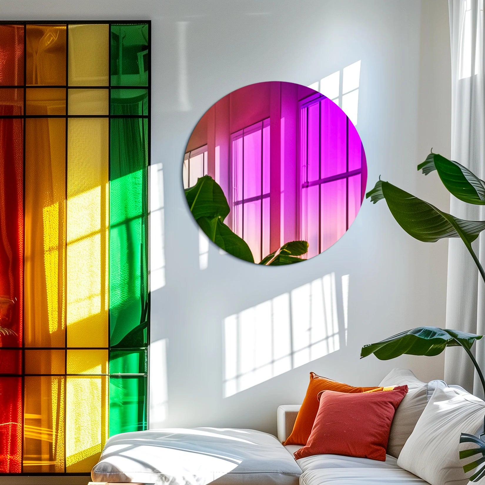 Iriserende Ronde Wandspiegel Regenboog Glas – Moderne Decoratieve Spiegel