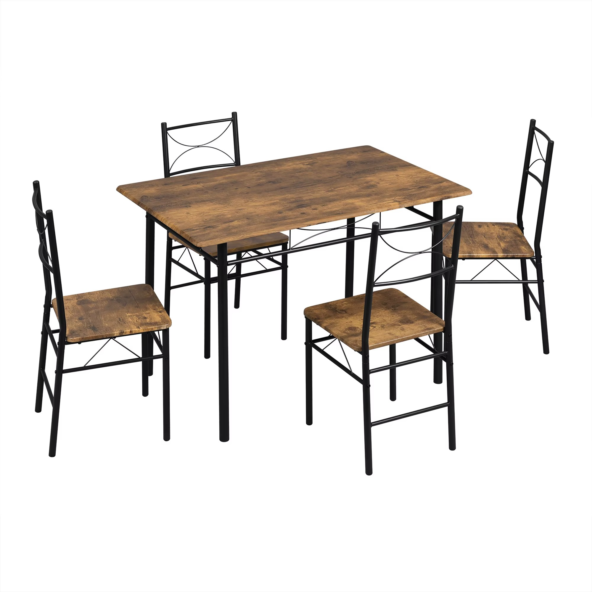 Eettafel Set voor 4 Personen – Rechthoekige Tafel met 4 Stoelen