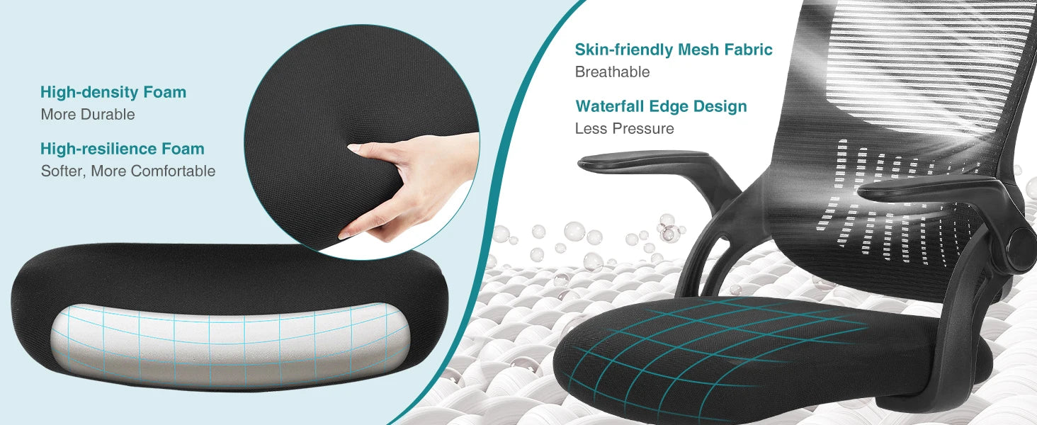 Ergonomische Mid‑Back Mesh Bureaustoel – Comfortabele Kantoorstoel met Lendensteun en Zwenkwielen
