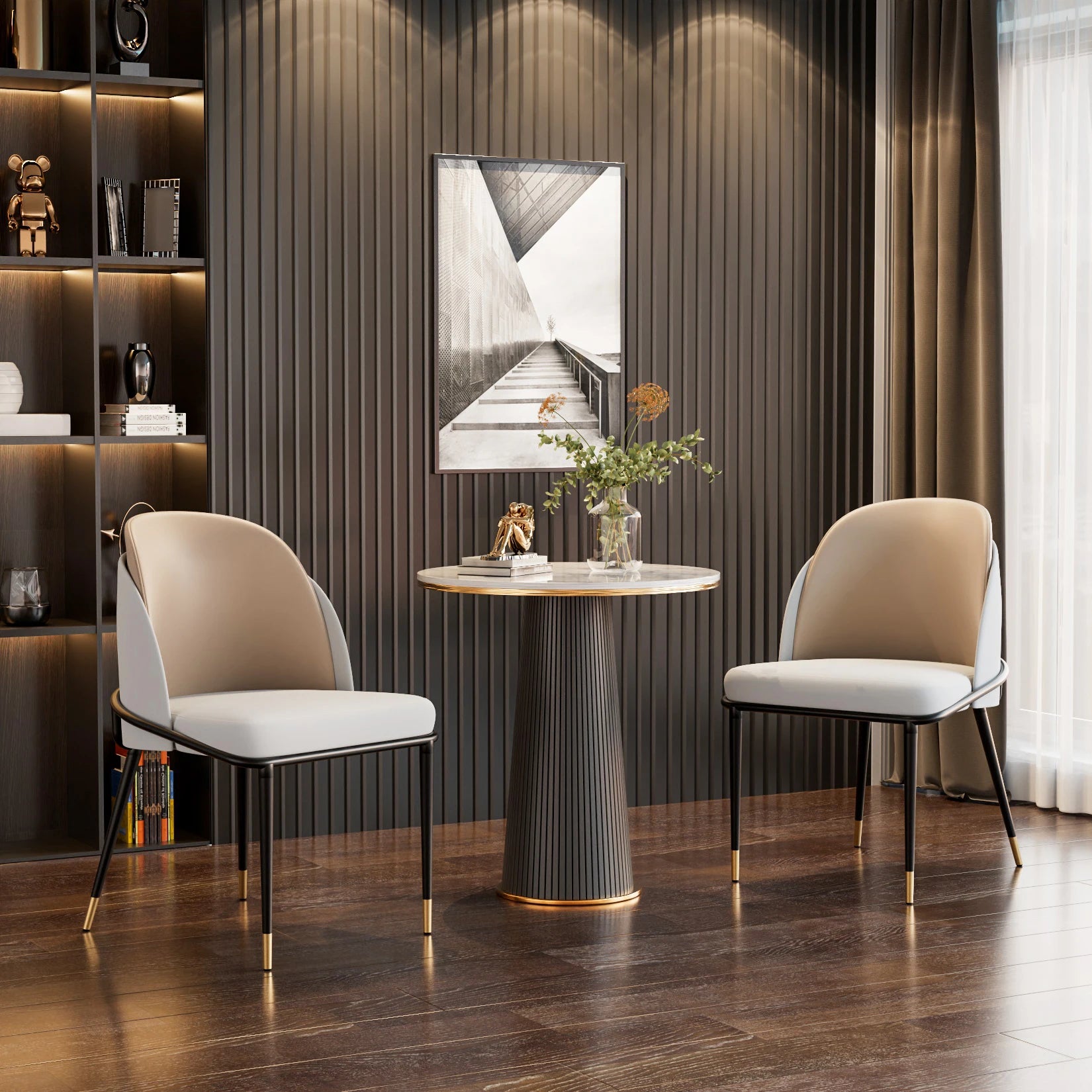 Moderne Eetkamerstoelen Set van 2 – Luxe Kunstleer Stoelen met Armleuningen - Gestoffeerd & Comfortabel Design
