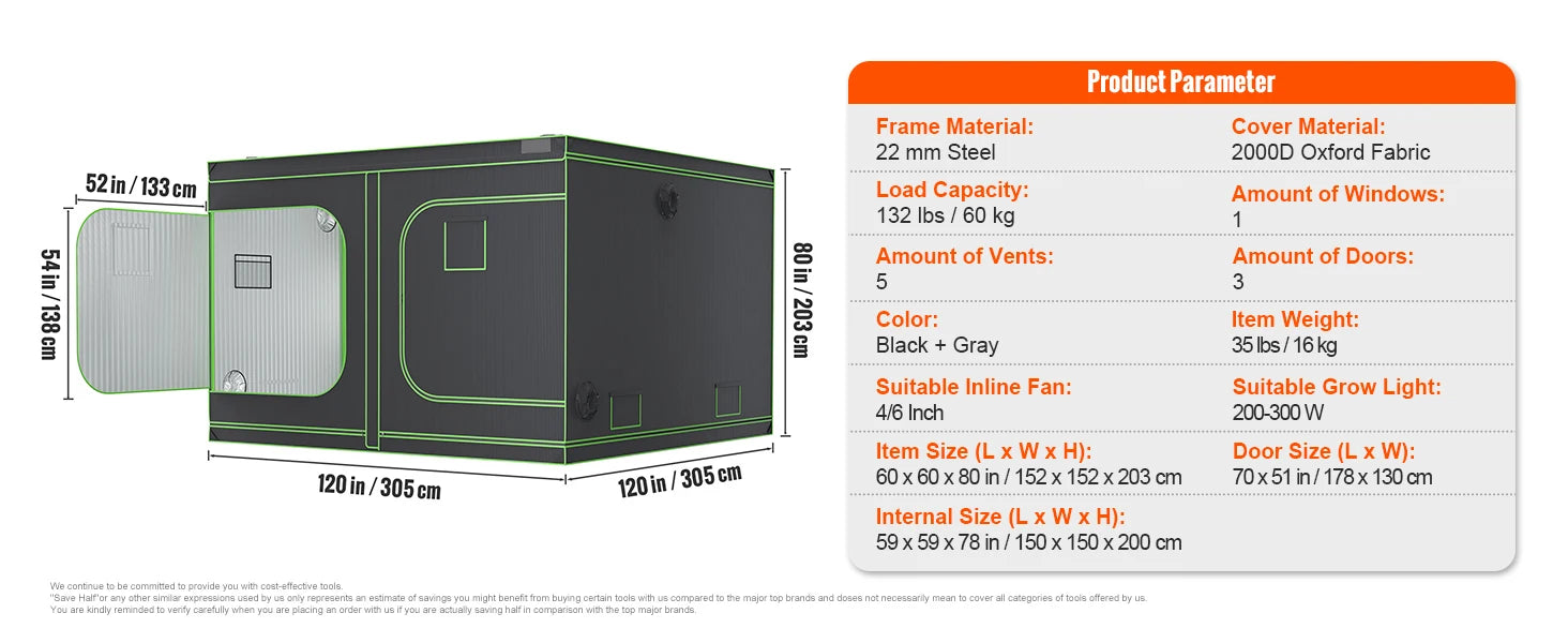 Groeizelt 600D Mylar – Professionele Kweektent met Kijkvenster voor Binnenkweek en Hydrocultuur
