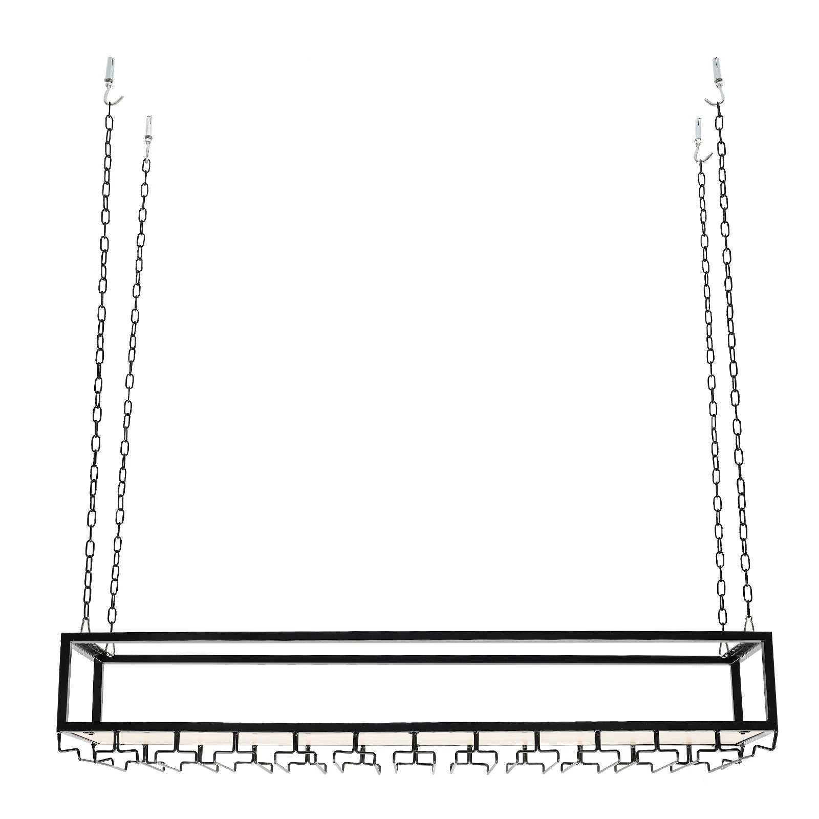 Hangend Wijnrek Industrieel met Glazenhouder – Vintage Plafond Wijnrek Metaal & Hout