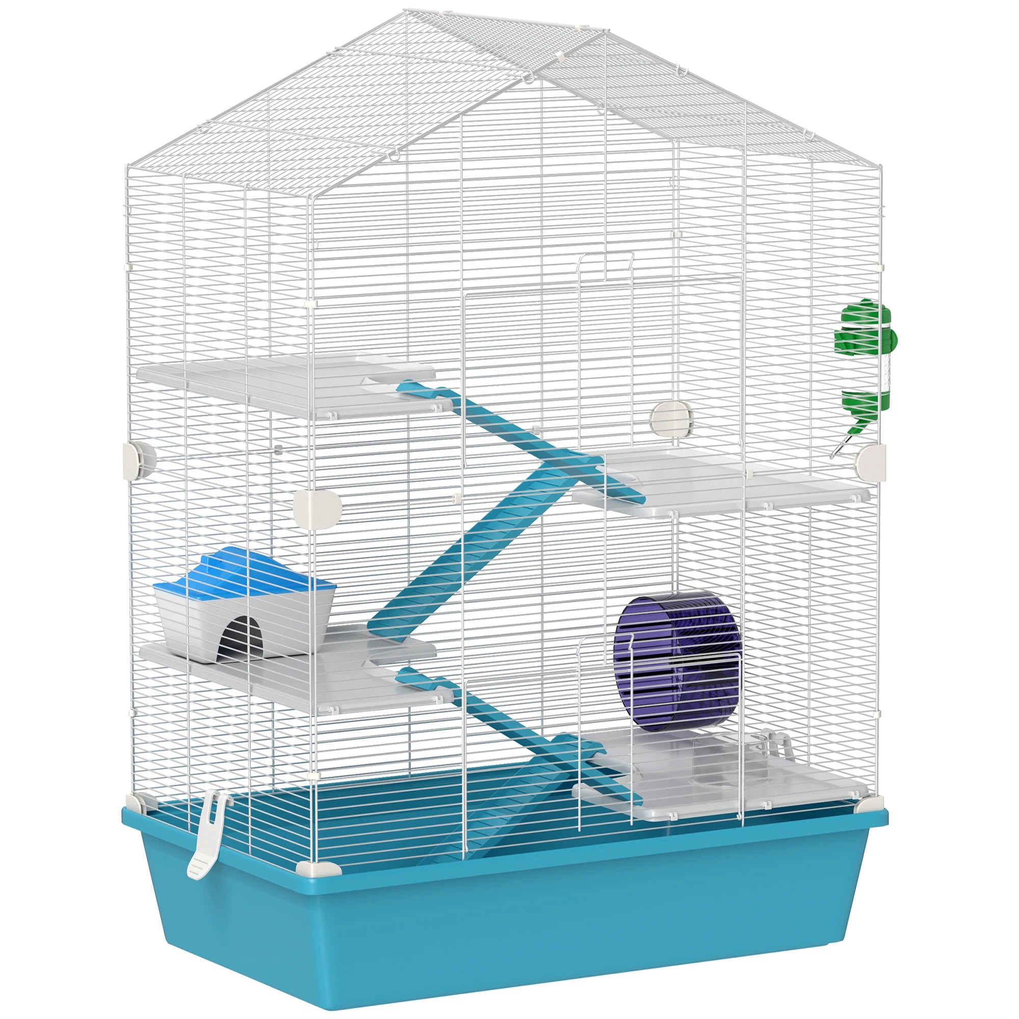 Hamsterkooi met 5 Niveaus en Accessoires – Ruime Knaagdierkooi met Loopwiel en Platforms (58x36x81 cm)