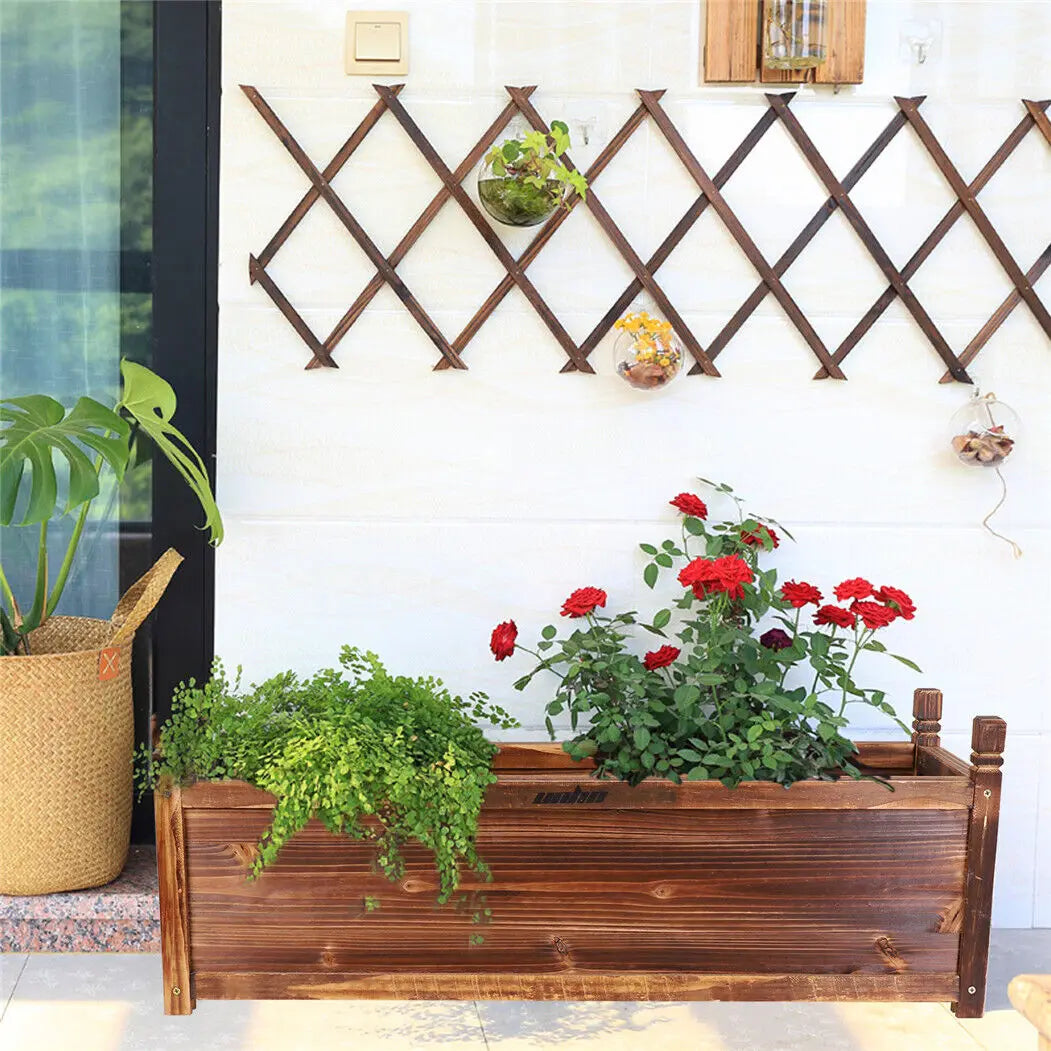Houten Verhoogde Plantenbak Buiten – Massief Dennenhout Bloembak voor Tuin & Balkon – Verhoogde Tuinbak voor Groenten, Kruiden en Bloemen