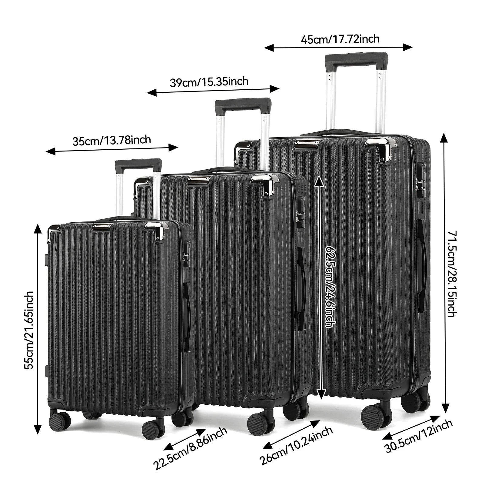 3‑delige lichtgewicht kofferset met TSA‑slot – reiskofferset
