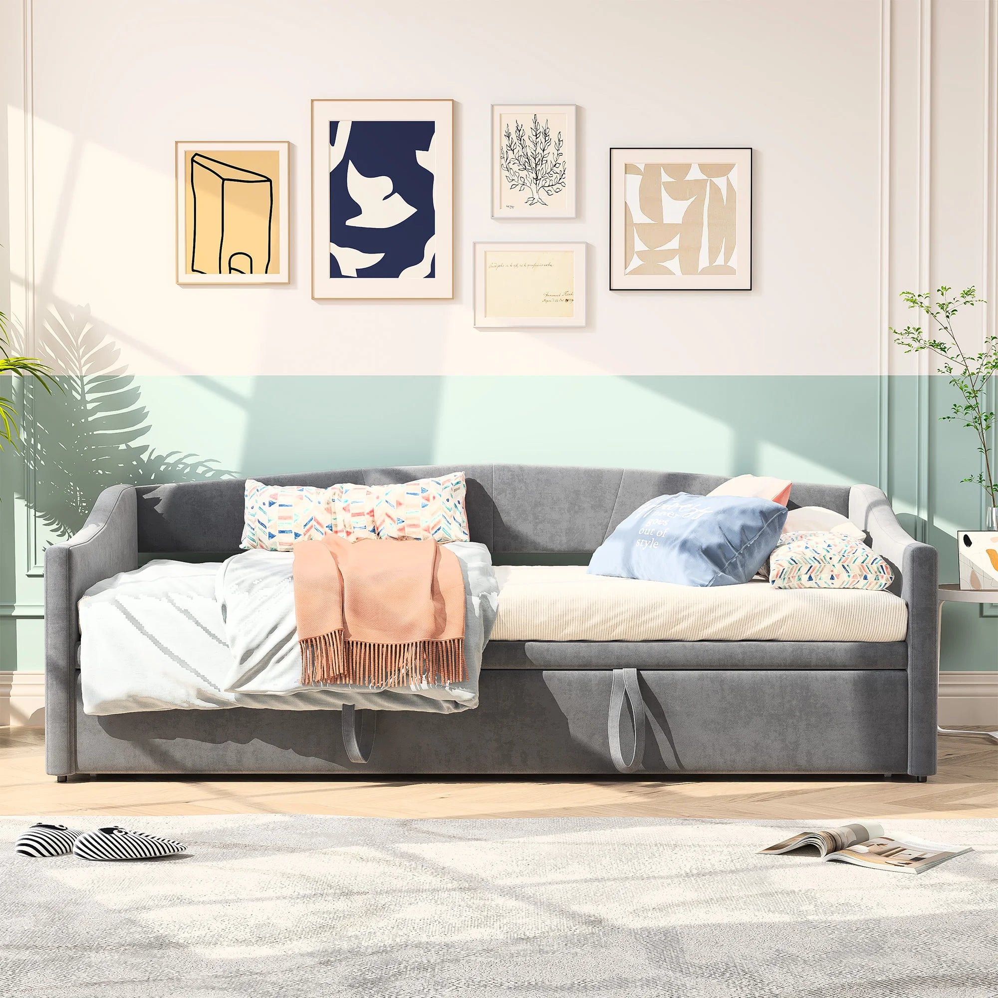 Fluwelen 2‑in‑1 Slaapbank 90×200 cm – Multifunctionele Bank & Bed