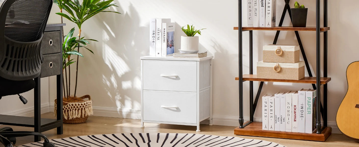 Multifunctionele Ladekast met Stoffen Lades – 2‑Stuks Woonkamer & Slaapkamer Opbergmeubel