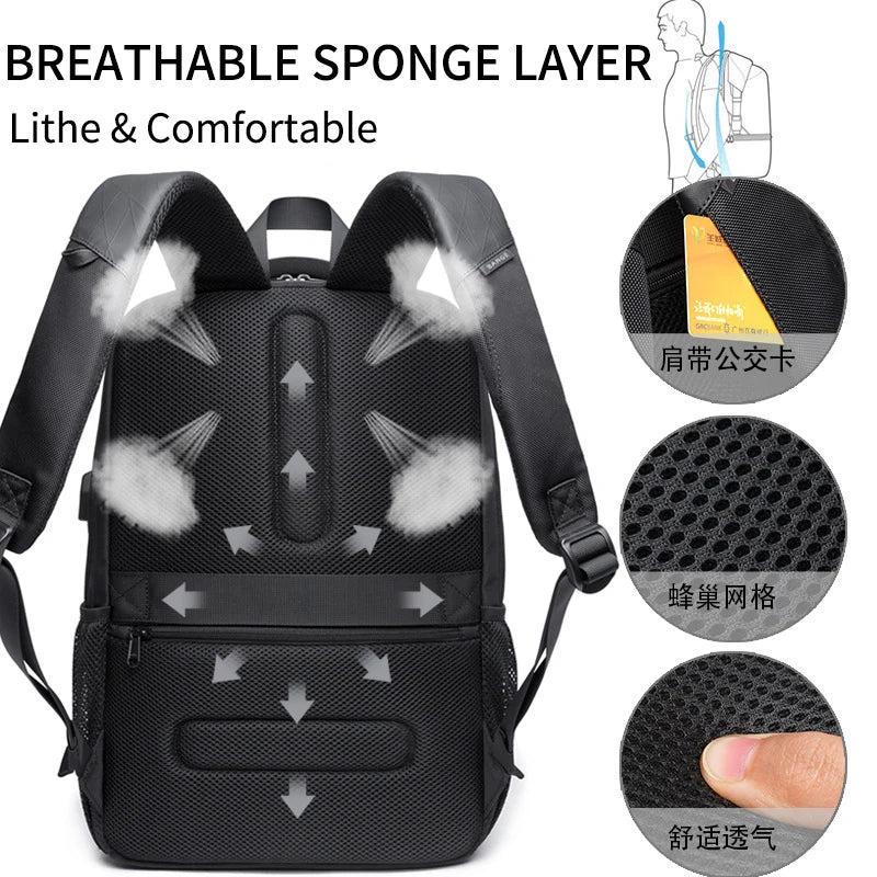 Stijlvolle Heren Laptop Rugzak – Business & School Backpack met USB‑Poort