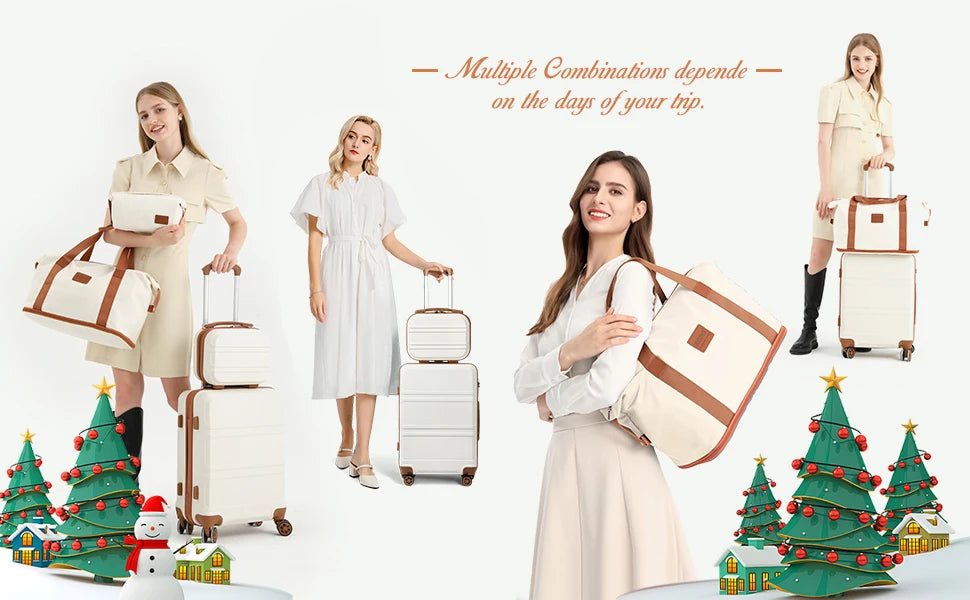4-delige Kofferset – 55cm Handbagage, Beautycase, Reistas & Toilettas – ABS Hardcase – TSA-Slot – 360° Wielen