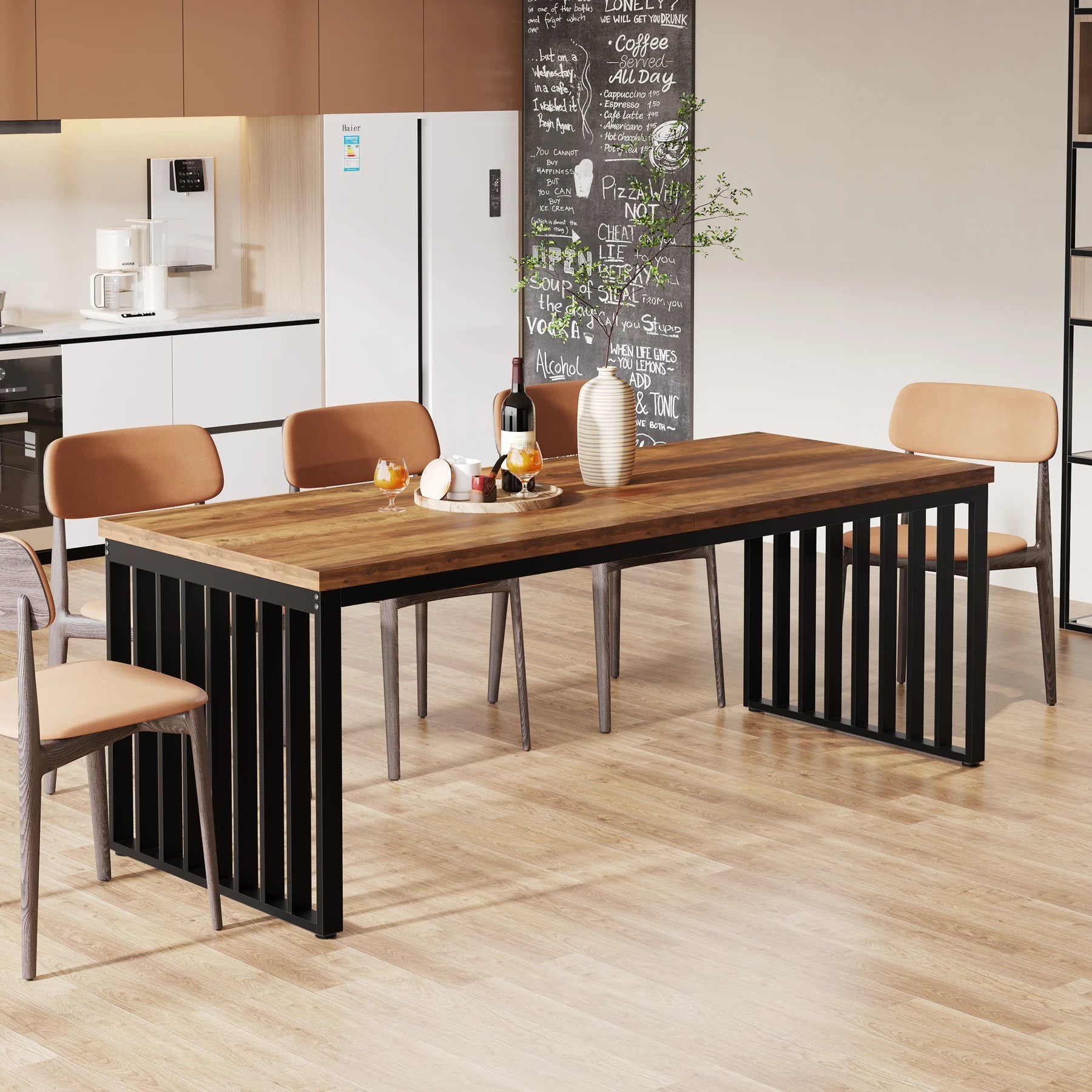 Industriële Eettafel 180 cm – Houten Tafel voor 4–6 Personen